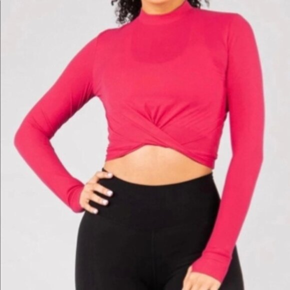 Buff Bunny - Twist Front Long Sleeve Top in Cerise Pink, Small - Super Soft! - Picture 1 of 10